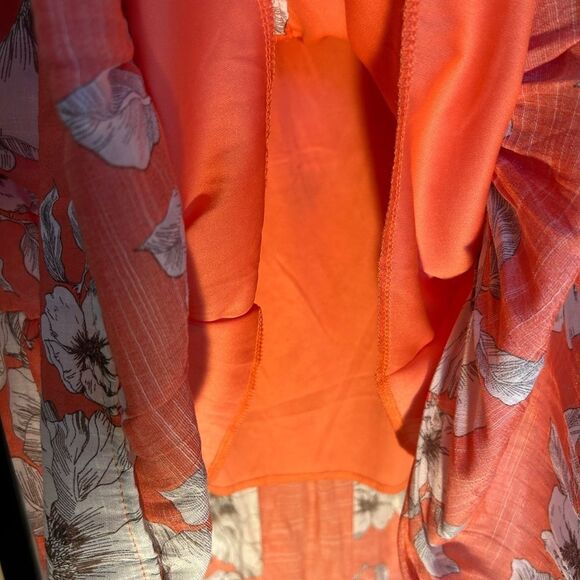 Mlle Gabrielle Peach Floral Button Ruffle Broomstick Midi Skirt XL - Picture 8 of 8